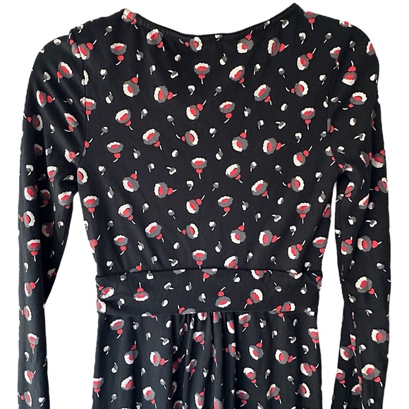 BODEN NWOT ABIGAIL LONG SLEEVE FLORAL DRESS BLACK RED GRAY | SIZE: 4 - Picture 7 of 11
